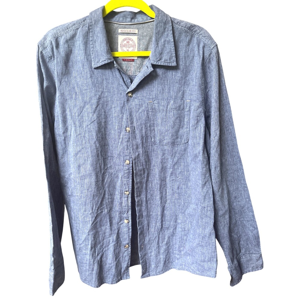 Fat Face Men's‎ Linen Blue stripe Button Down Shirt L